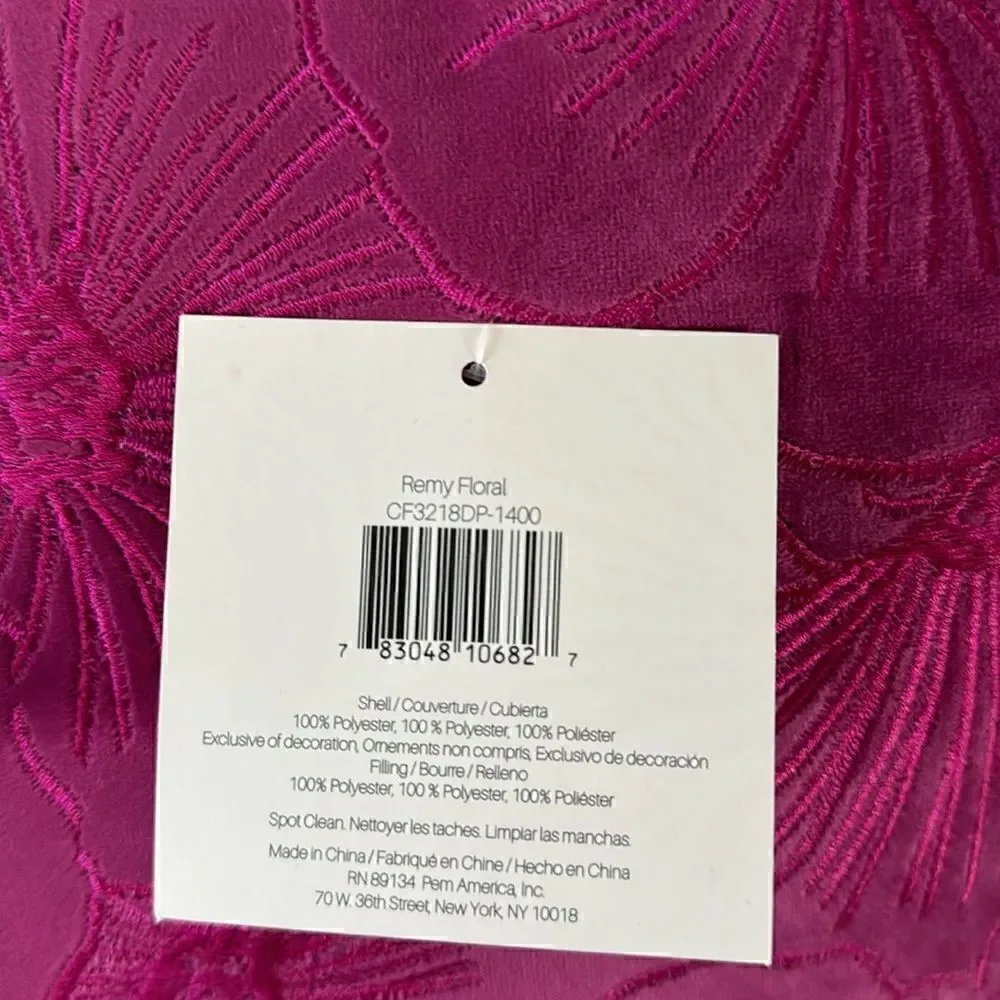CHRISTIAN SIRIANO FLORAL-EMBROIDERED VELVET DECORATIVE PILLOW.